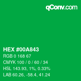 Color code: HEX #00A843 | qconv.com