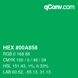 颜色代码: HEX #00A858 | qconv.com