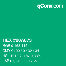 颜色代码: HEX #00A873 | qconv.com