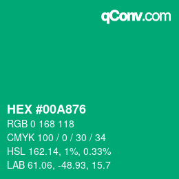 Color code: HEX #00A876 | qconv.com