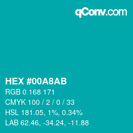 Color code: HEX #00A8AB | qconv.com