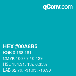 Color code: HEX #00A8B5 | qconv.com