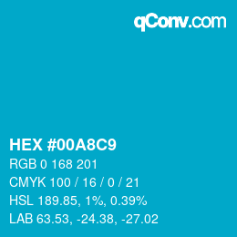 カラーコード: HEX #00A8C9 | qconv.com