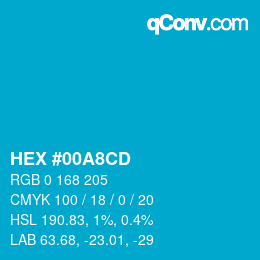 颜色代码: HEX #00A8CD | qconv.com