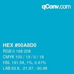 カラーコード: HEX #00A8D0 | qconv.com