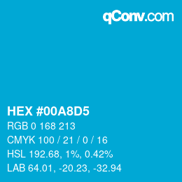 カラーコード: HEX #00A8D5 | qconv.com