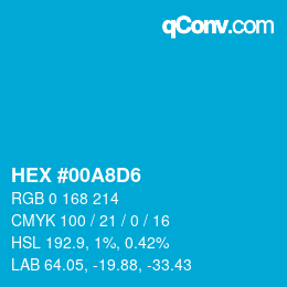 颜色代码: HEX #00A8D6 | qconv.com