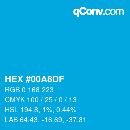 カラーコード: HEX #00A8DF | qconv.com
