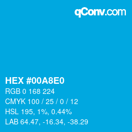 カラーコード: HEX #00A8E0 | qconv.com