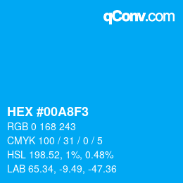カラーコード: HEX #00A8F3 | qconv.com