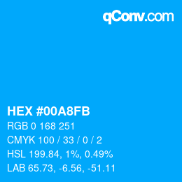 Color code: HEX #00A8FB | qconv.com