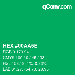 Farbcode: HEX #00AA5E | qconv.com