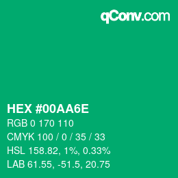 Color code: HEX #00AA6E | qconv.com