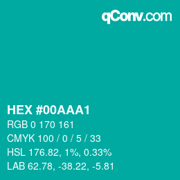 颜色代码: HEX #00AAA1 | qconv.com