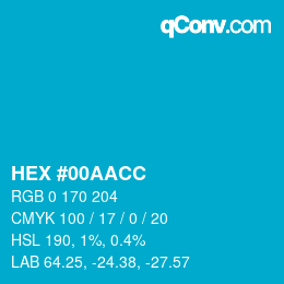 カラーコード: HEX #00AACC | qconv.com