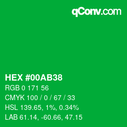 Farbcode: HEX #00AB38 | qconv.com
