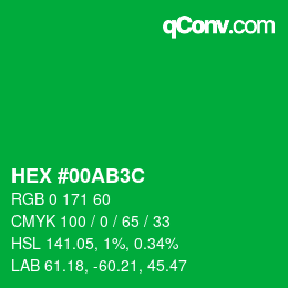 Color code: HEX #00AB3C | qconv.com