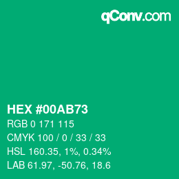 Color code: HEX #00AB73 | qconv.com