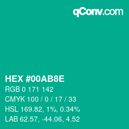 Color code: HEX #00AB8E | qconv.com