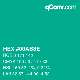 Código de color: HEX #00AB8E | qconv.com