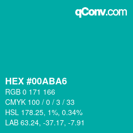 Color code: HEX #00ABA6 | qconv.com