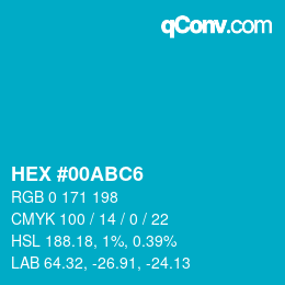 Farbcode: HEX #00ABC6 | qconv.com