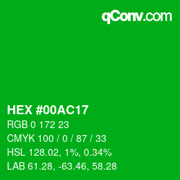 Color code: HEX #00AC17 | qconv.com