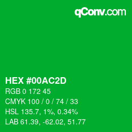 Color code: HEX #00AC2D | qconv.com