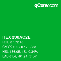 Farbcode: HEX #00AC2E | qconv.com
