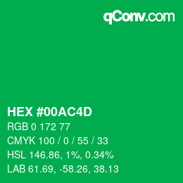 カラーコード: HEX #00AC4D | qconv.com