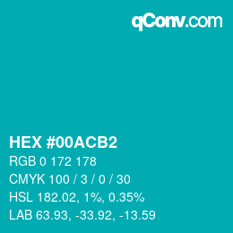 カラーコード: HEX #00ACB2 | qconv.com