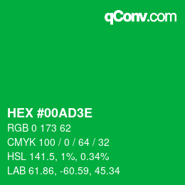 カラーコード: HEX #00AD3E | qconv.com