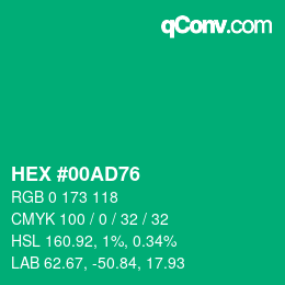 Color code: HEX #00AD76 | qconv.com