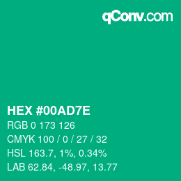 Color code: HEX #00AD7E | qconv.com