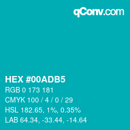 Color code: HEX #00ADB5 | qconv.com