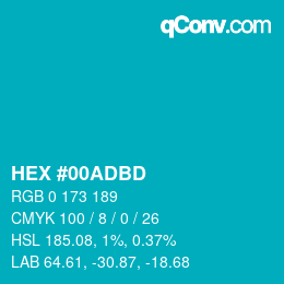 カラーコード: HEX #00ADBD | qconv.com