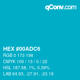 Farbcode: HEX #00ADC6 | qconv.com