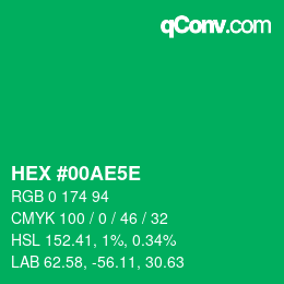 Code couleur: HEX #00AE5E | qconv.com