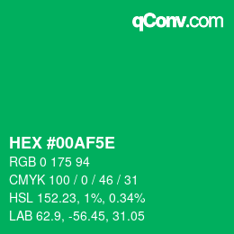 カラーコード: HEX #00AF5E | qconv.com