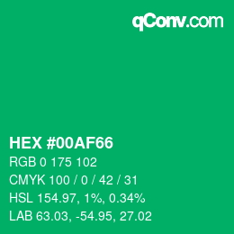 颜色代码: HEX #00AF66 | qconv.com
