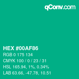 Color code: HEX #00AF86 | qconv.com