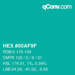 Color code: HEX #00AF9F | qconv.com