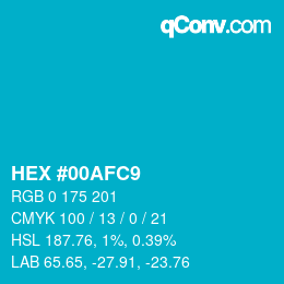 颜色代码: HEX #00AFC9 | qconv.com