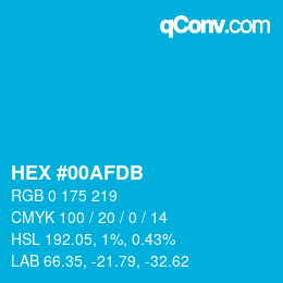 Color code: HEX #00AFDB | qconv.com