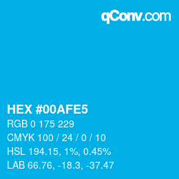 颜色代码: HEX #00AFE5 | qconv.com