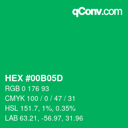 Color code: HEX #00B05D | qconv.com