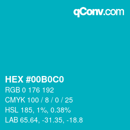 カラーコード: HEX #00B0C0 | qconv.com