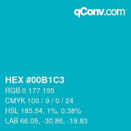 颜色代码: HEX #00B1C3 | qconv.com