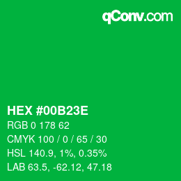 Color code: HEX #00B23E | qconv.com