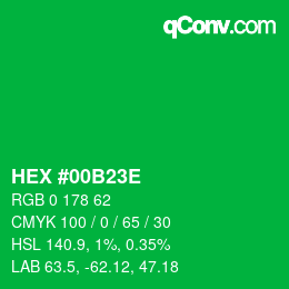 Color code: HEX #00B23E | qconv.com